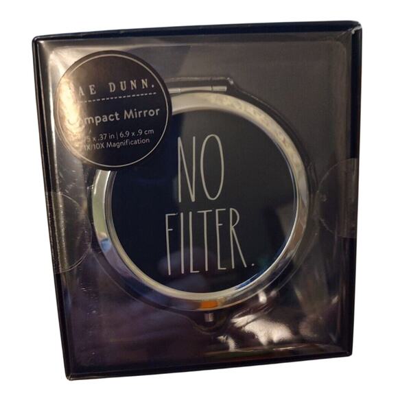 Rae Dunn NO FILTER. Compact Mirror Black/Silver NEW - Picture 2 of 2